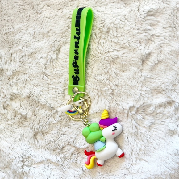 Sanrio Kuropi on a Unicorn Keychain Wristlet Bag Charm - Picture 2 of 2